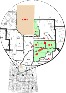 Map of member municipalities, cities and villages in North Central Saskatchewan